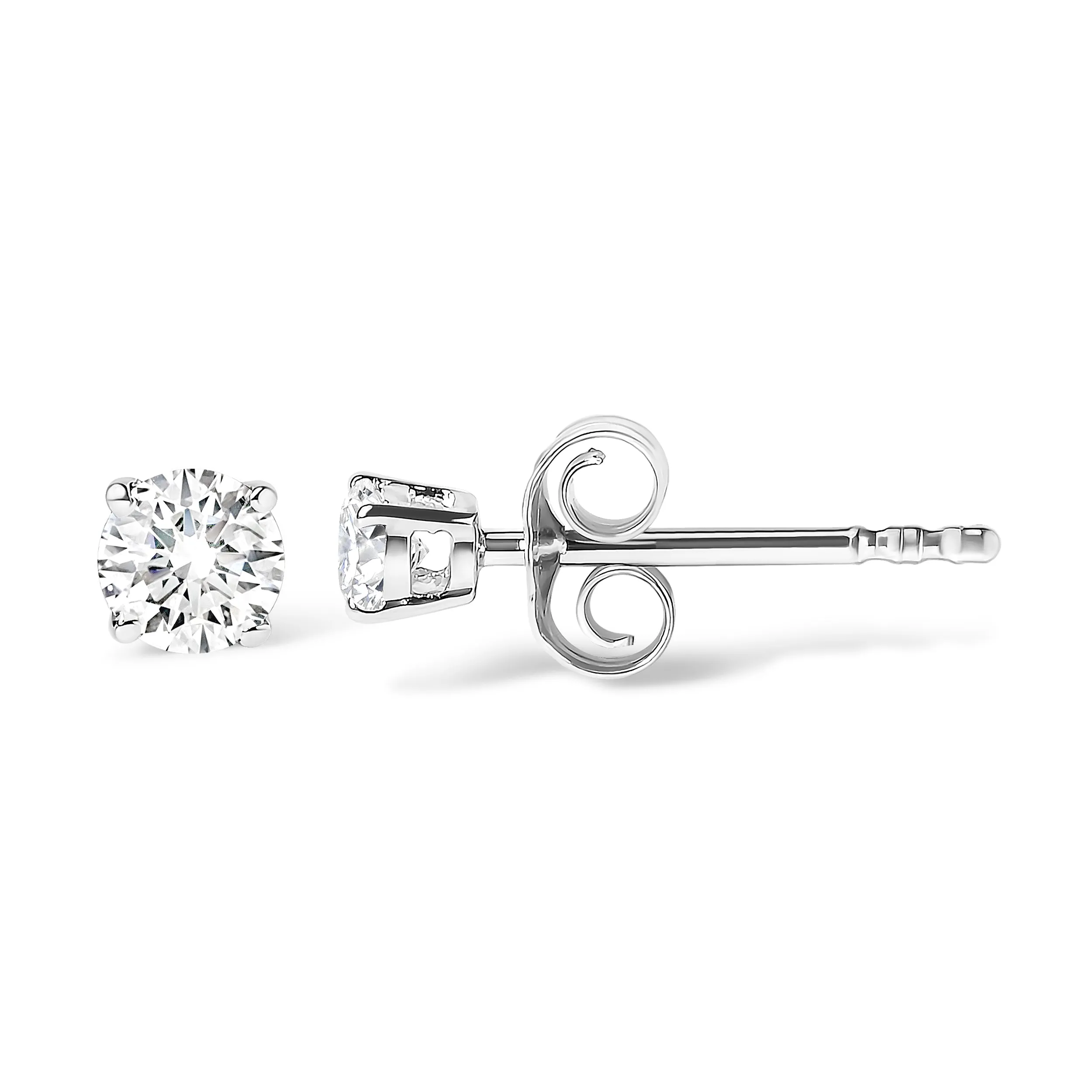 10K White Gold 1/5 Cttw Round Brilliant-Cut Near Colorless Diamond Classic 4-Prong Stud Earrings