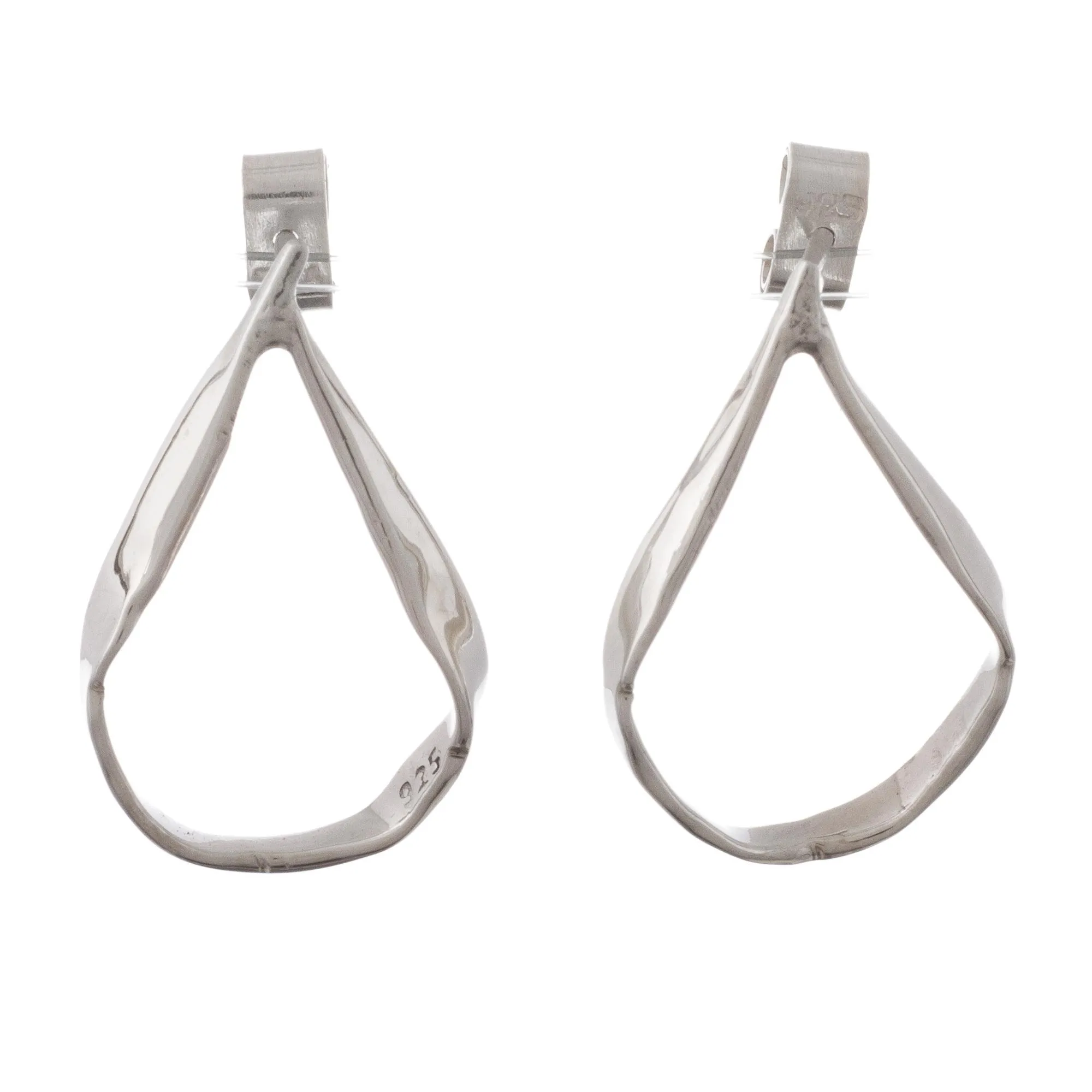 Artisan Crafted Sterling Silver Drop Earrings - Sleek Stirrups | NOVICA
