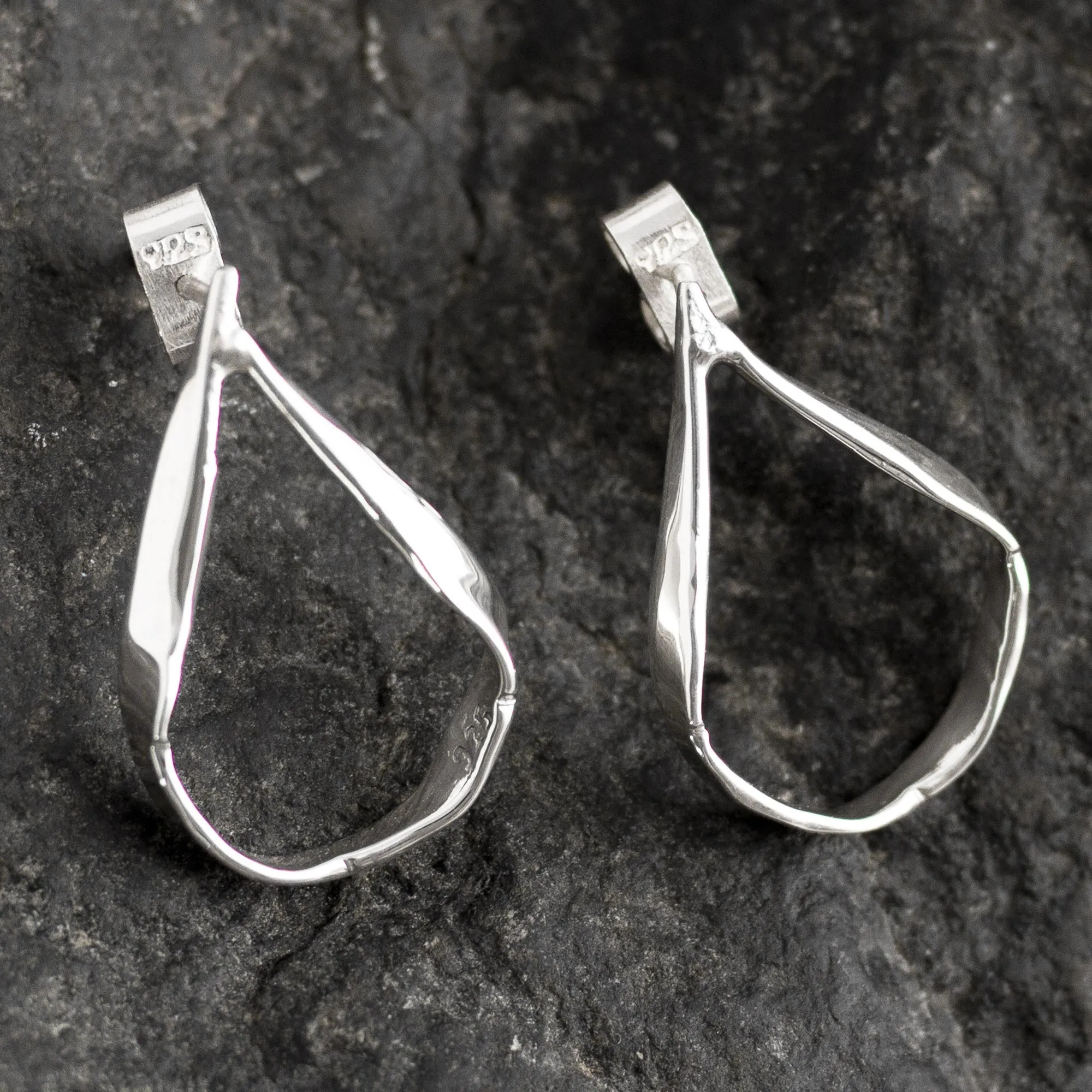 Artisan Crafted Sterling Silver Drop Earrings - Sleek Stirrups | NOVICA