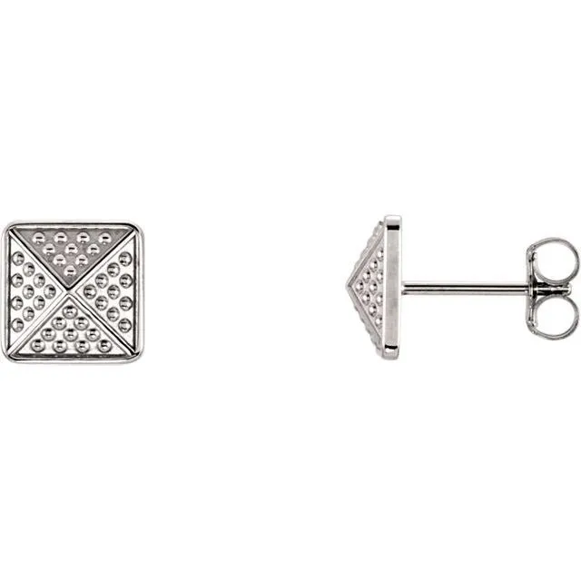 Beaded Pyramid 14K Gold Earrings