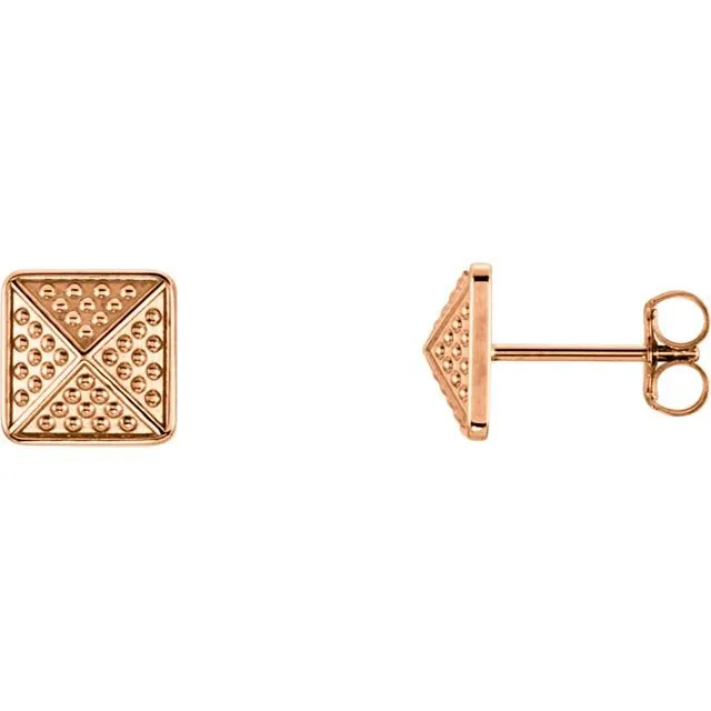 Beaded Pyramid 14K Gold Earrings