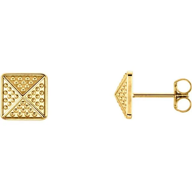 Beaded Pyramid 14K Gold Earrings