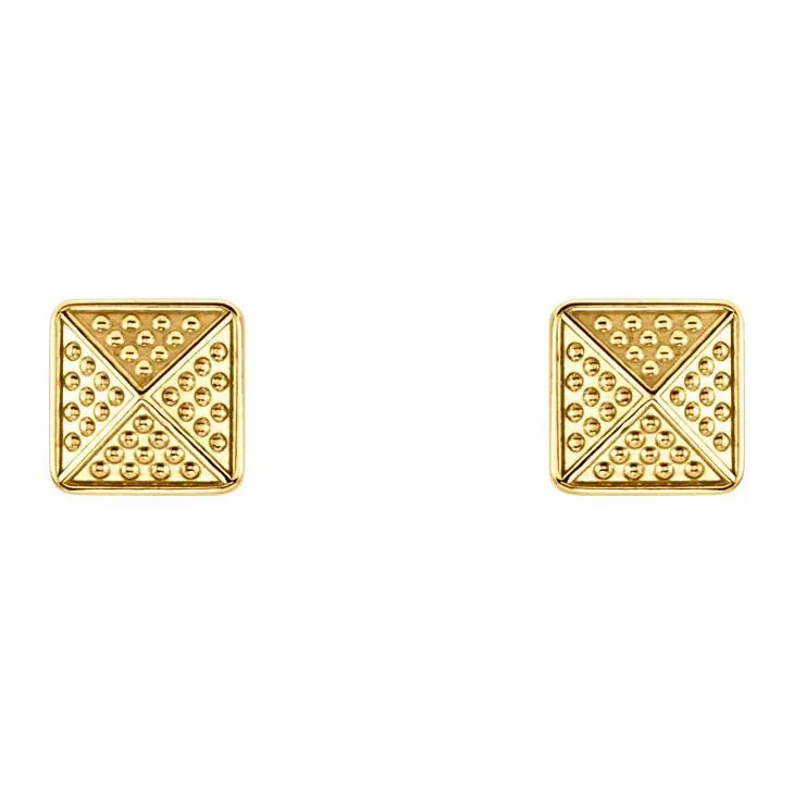 Beaded Pyramid 14K Gold Earrings
