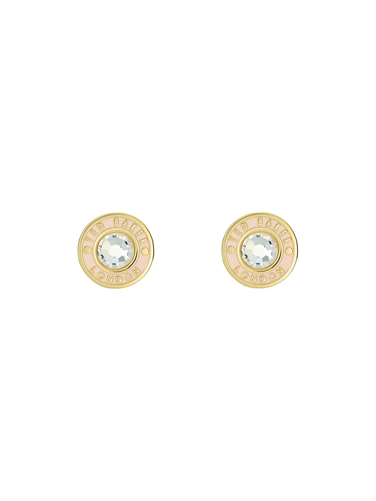 Cherelle Crystal Button Stud Earrings Gold