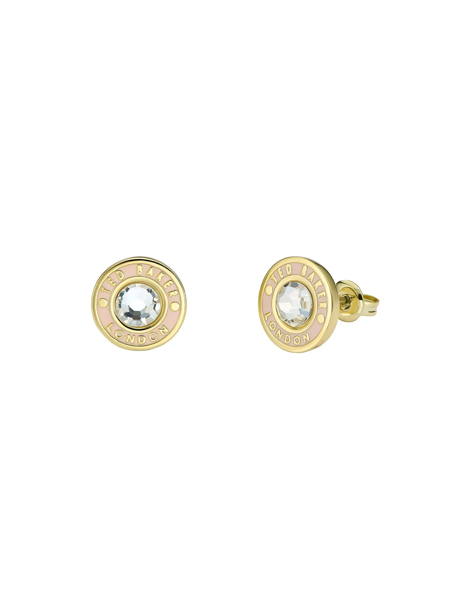 Cherelle Crystal Button Stud Earrings Gold
