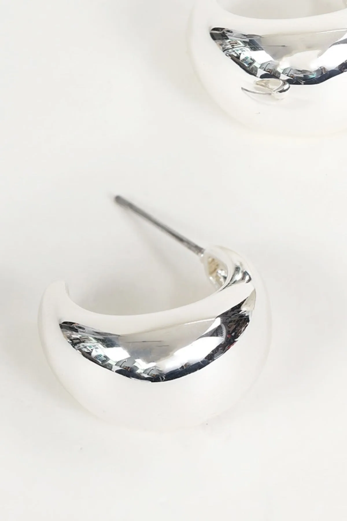 Chunky Silver Curve Hoop Earrings