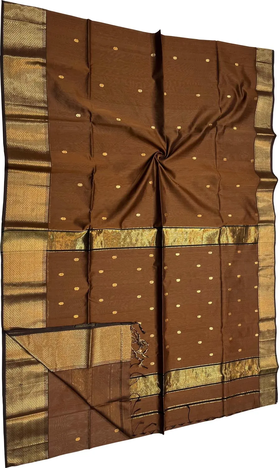 Elegant Brown Maheshwari Cotton Silk Saree