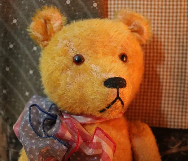 German Petz Jointed Golden Mohair Bear with Growler Adorable
