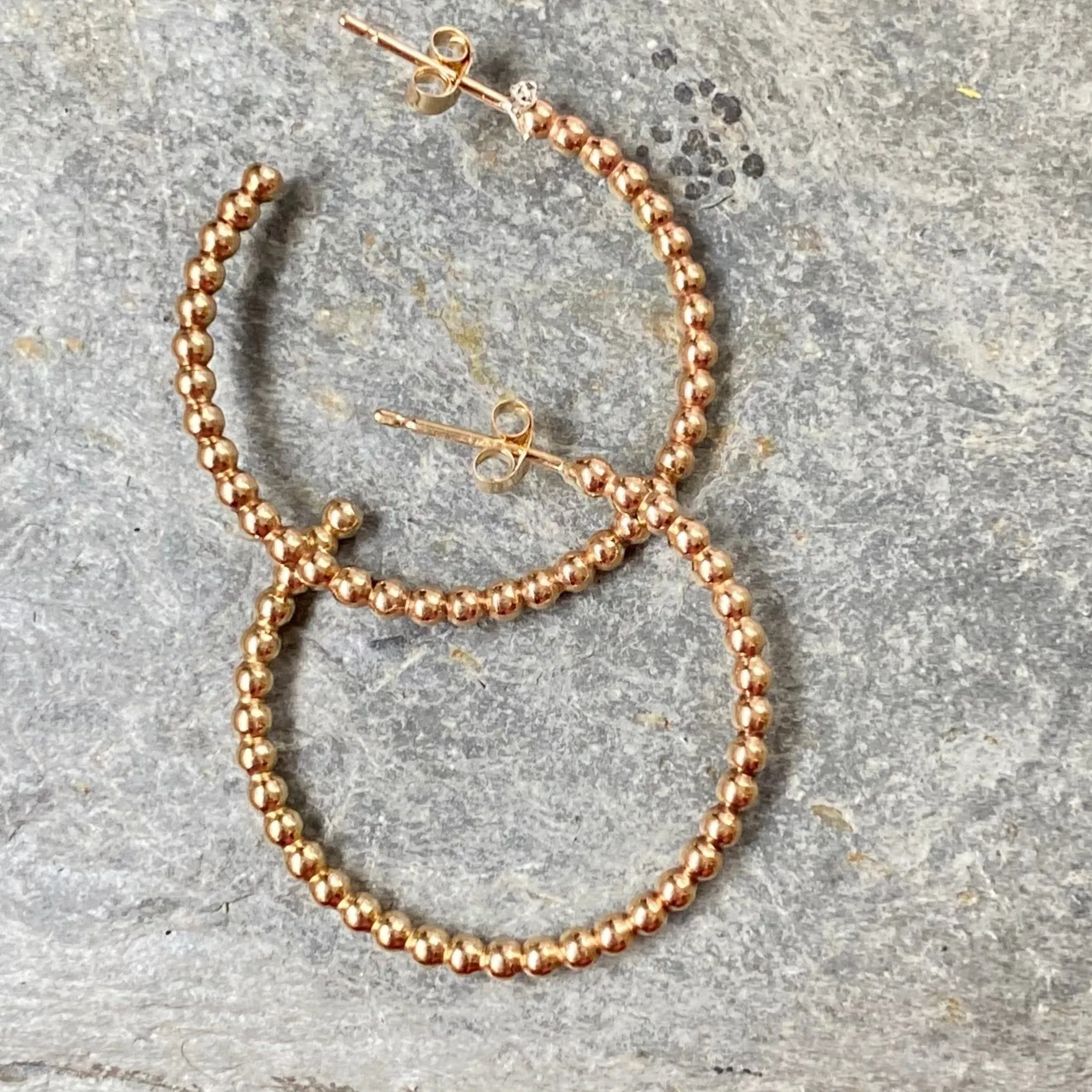Gold Beaded Hoop Earrings