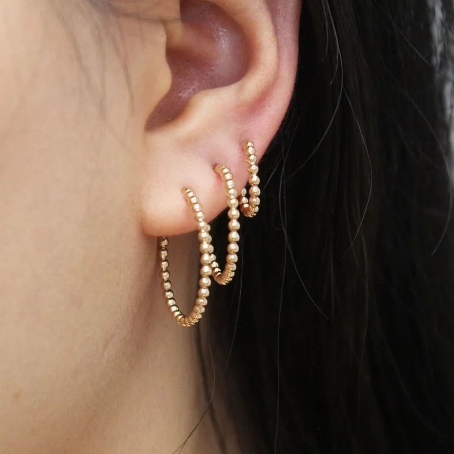 Gold Beaded Hoop Earrings