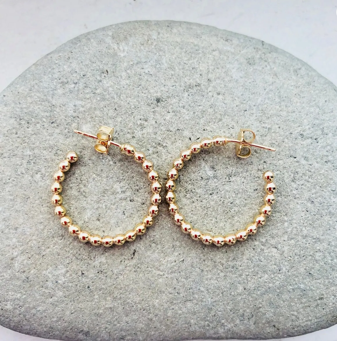 Gold Beaded Hoop Earrings