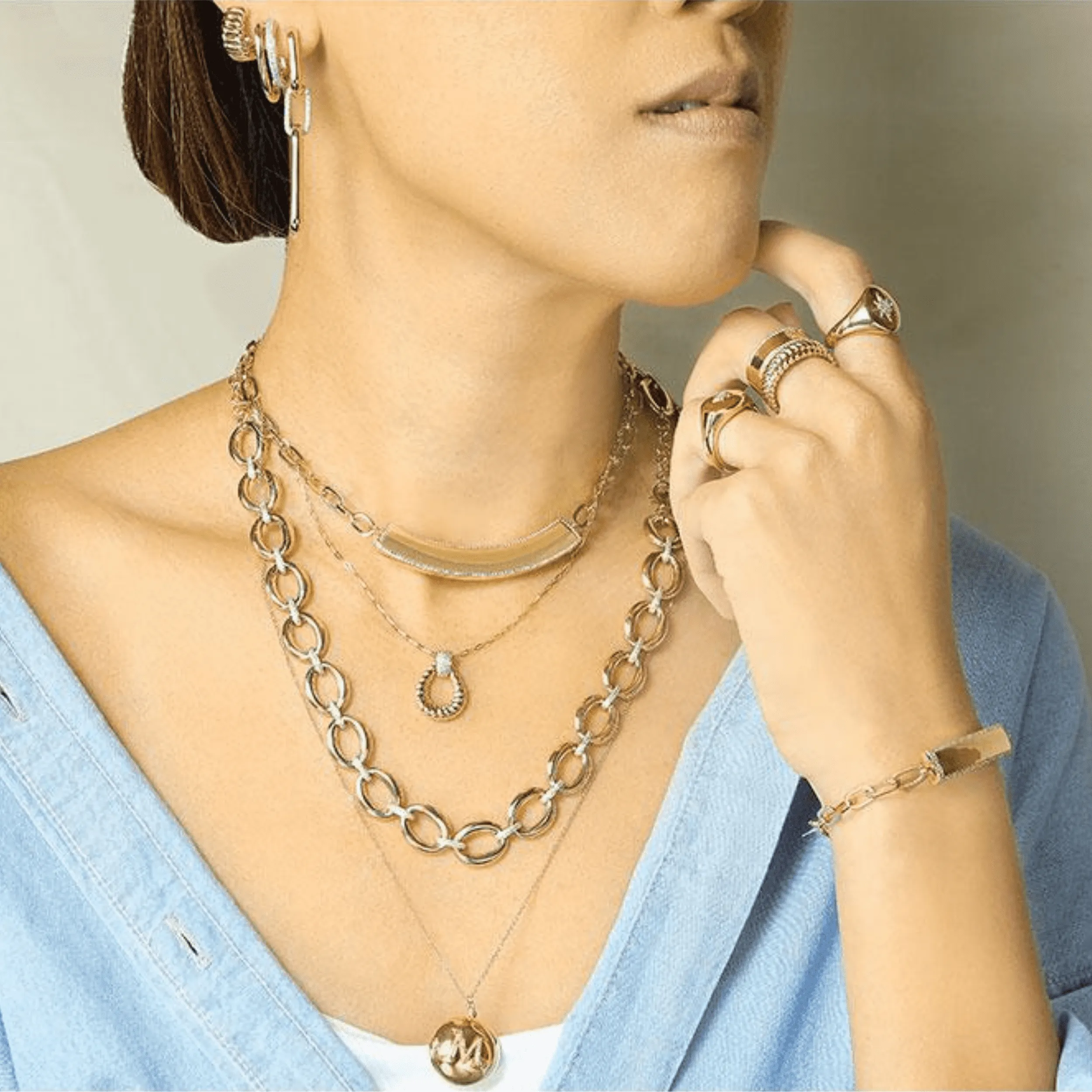 Huggie Dangle Link Earrings