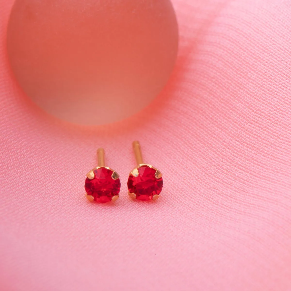 July Birthstone 14k Gold Plated Stud Earrings