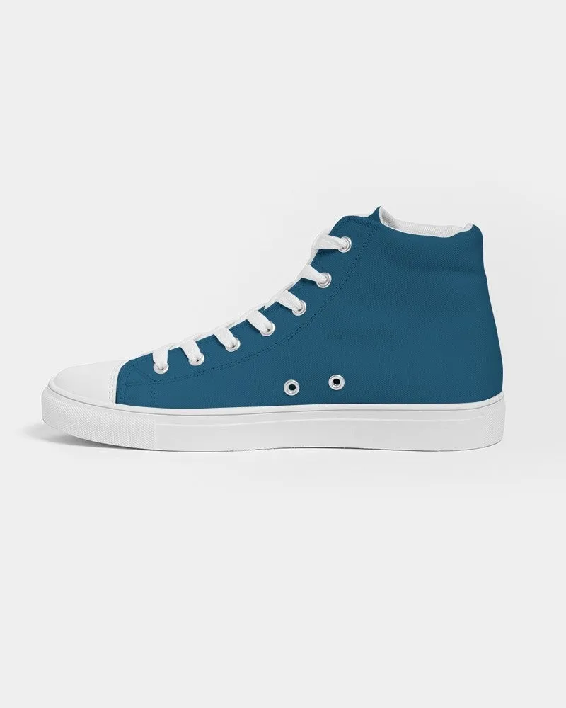 Medium Dark Blue Cyan Women's High-top Canvas Sneakers | Women's | Medium Dark Pure Blue Cyan | C100M25Y0K60