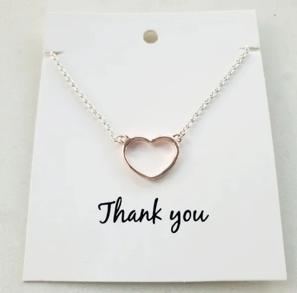 MIXED SILVER & ROSE GOLD HEART NECKLACE**