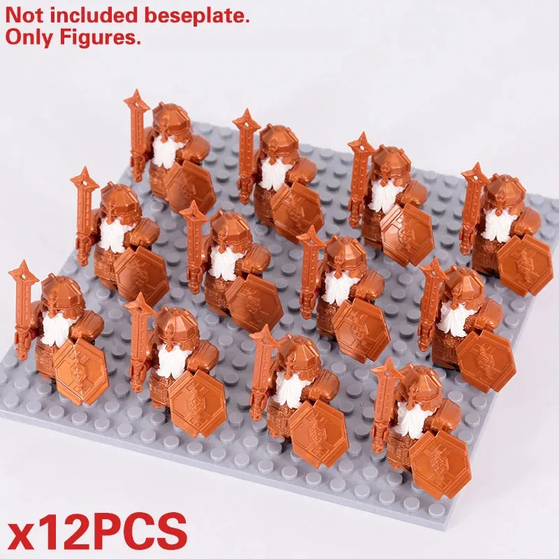 MOC Medieval Dwarf Warrior Elves Knights lotr Figures Building Blocks Accessories Armor Shield Weapon DIY Toys For Children gift