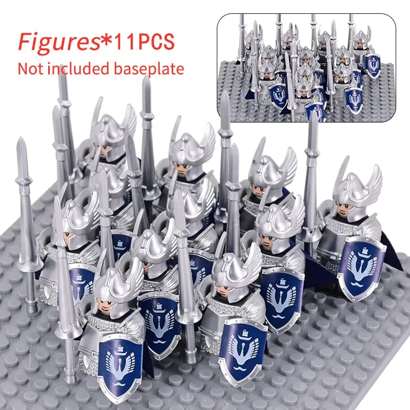 MOC Medieval Dwarf Warrior Elves Knights lotr Figures Building Blocks Accessories Armor Shield Weapon DIY Toys For Children gift