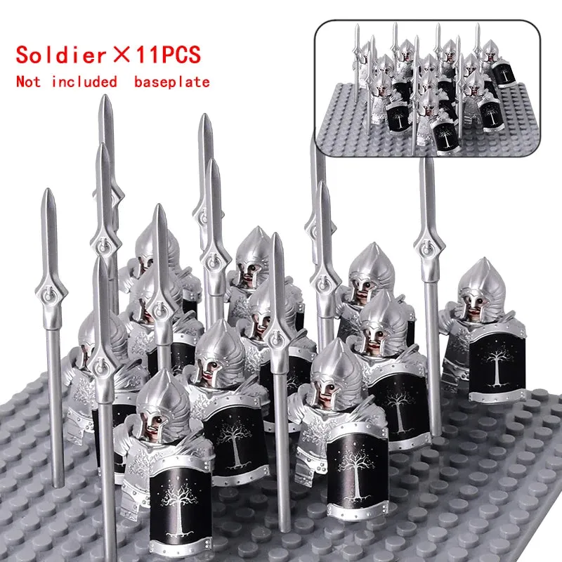 MOC Medieval Dwarf Warrior Elves Knights lotr Figures Building Blocks Accessories Armor Shield Weapon DIY Toys For Children gift