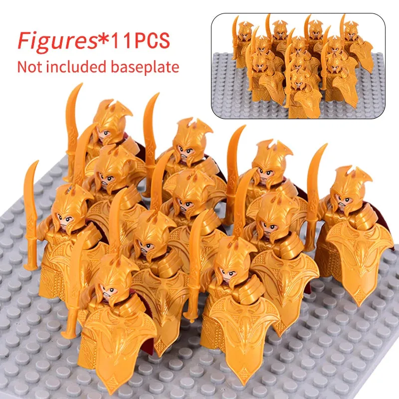 MOC Medieval Dwarf Warrior Elves Knights lotr Figures Building Blocks Accessories Armor Shield Weapon DIY Toys For Children gift