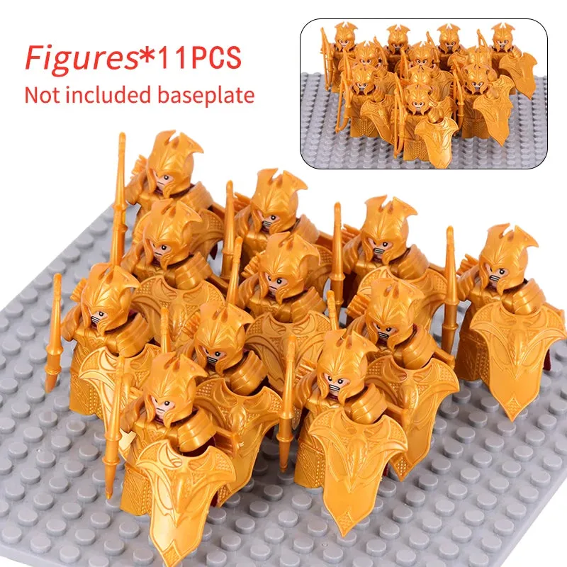 MOC Medieval Dwarf Warrior Elves Knights lotr Figures Building Blocks Accessories Armor Shield Weapon DIY Toys For Children gift
