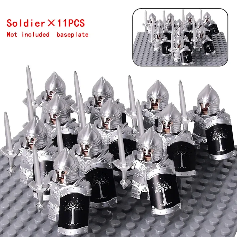 MOC Medieval Dwarf Warrior Elves Knights lotr Figures Building Blocks Accessories Armor Shield Weapon DIY Toys For Children gift