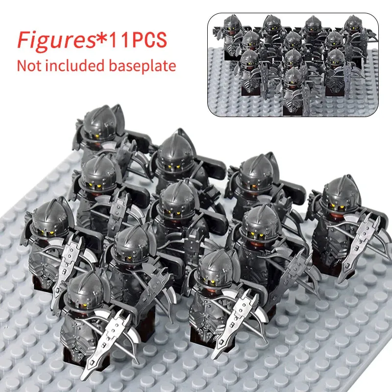 MOC Medieval Dwarf Warrior Elves Knights lotr Figures Building Blocks Accessories Armor Shield Weapon DIY Toys For Children gift