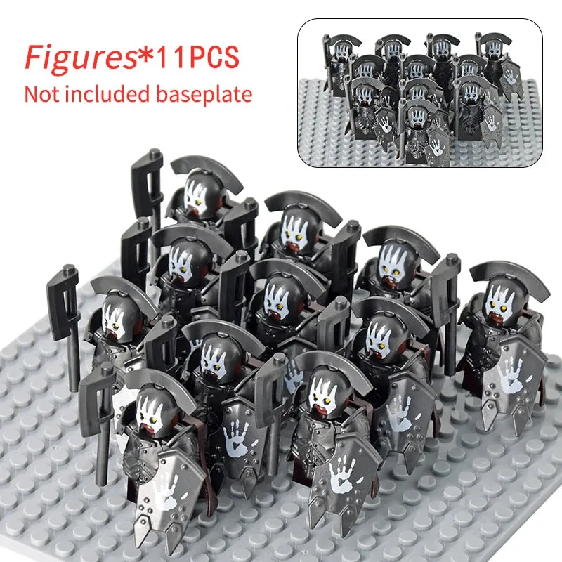 MOC Medieval Dwarf Warrior Elves Knights lotr Figures Building Blocks Accessories Armor Shield Weapon DIY Toys For Children gift
