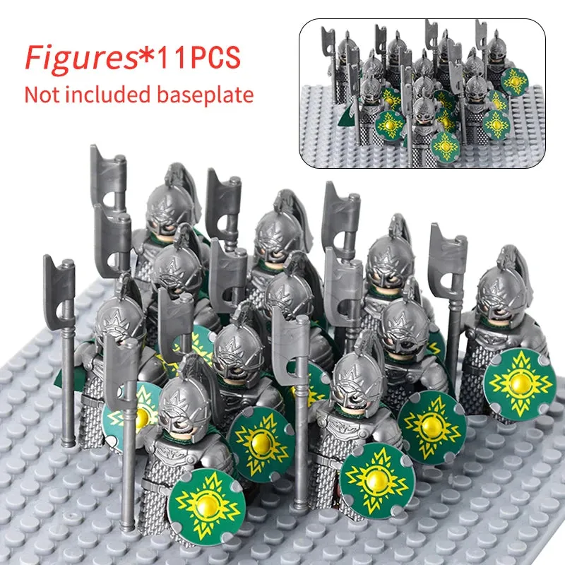MOC Medieval Dwarf Warrior Elves Knights lotr Figures Building Blocks Accessories Armor Shield Weapon DIY Toys For Children gift