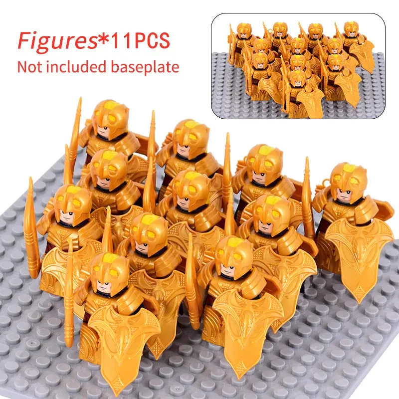 MOC Medieval Dwarf Warrior Elves Knights lotr Figures Building Blocks Accessories Armor Shield Weapon DIY Toys For Children gift