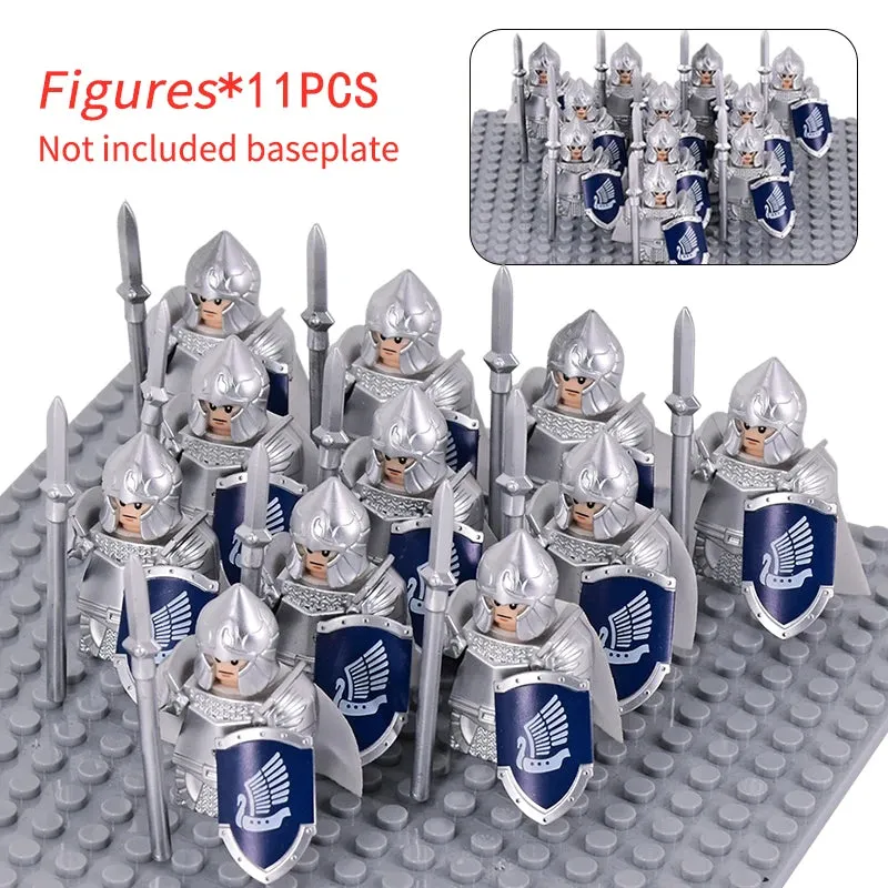 MOC Medieval Dwarf Warrior Elves Knights lotr Figures Building Blocks Accessories Armor Shield Weapon DIY Toys For Children gift