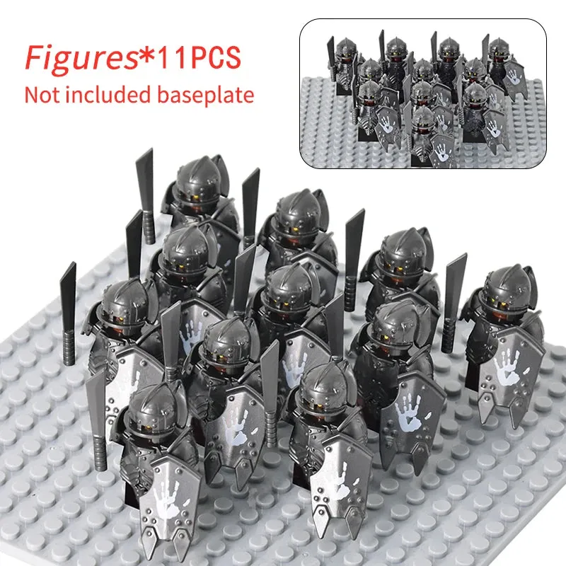 MOC Medieval Dwarf Warrior Elves Knights lotr Figures Building Blocks Accessories Armor Shield Weapon DIY Toys For Children gift