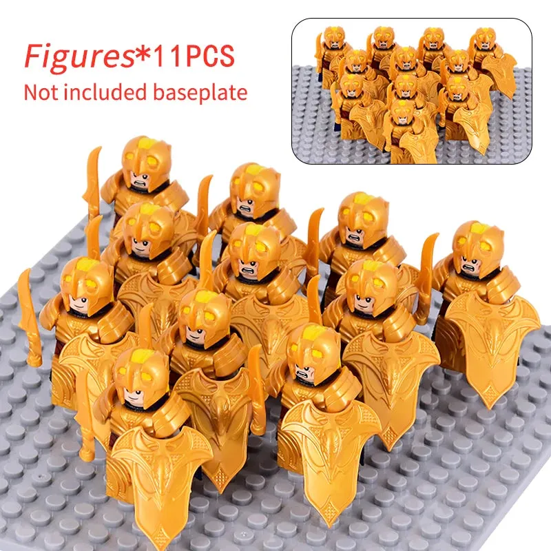 MOC Medieval Dwarf Warrior Elves Knights lotr Figures Building Blocks Accessories Armor Shield Weapon DIY Toys For Children gift