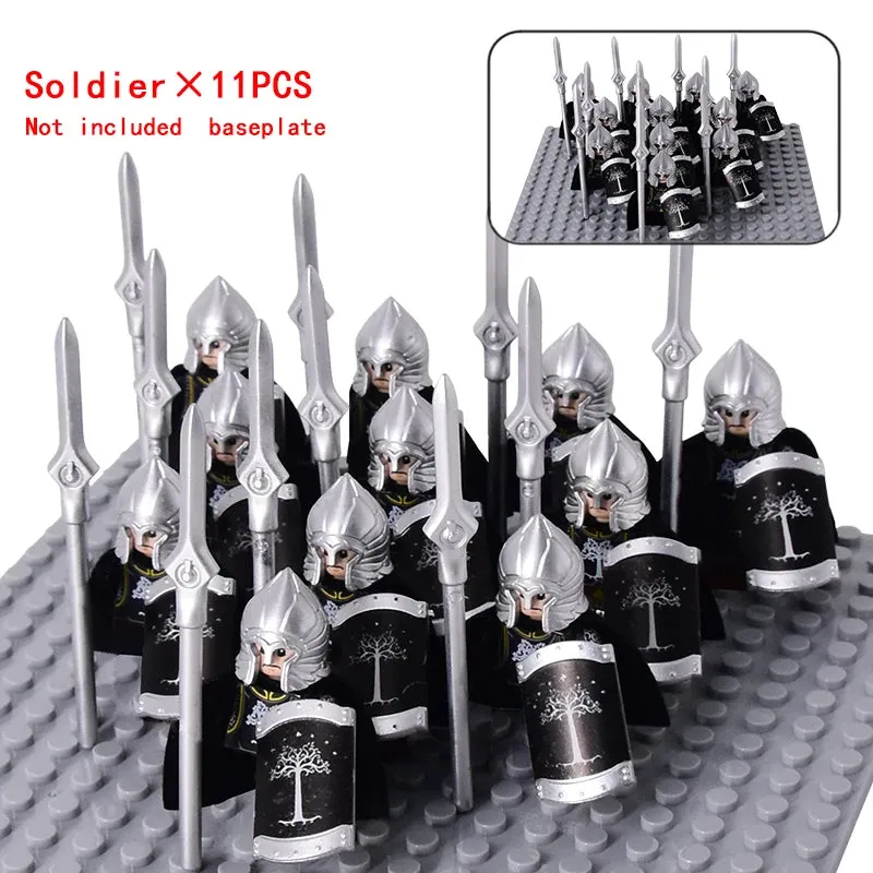 MOC Medieval Dwarf Warrior Elves Knights lotr Figures Building Blocks Accessories Armor Shield Weapon DIY Toys For Children gift