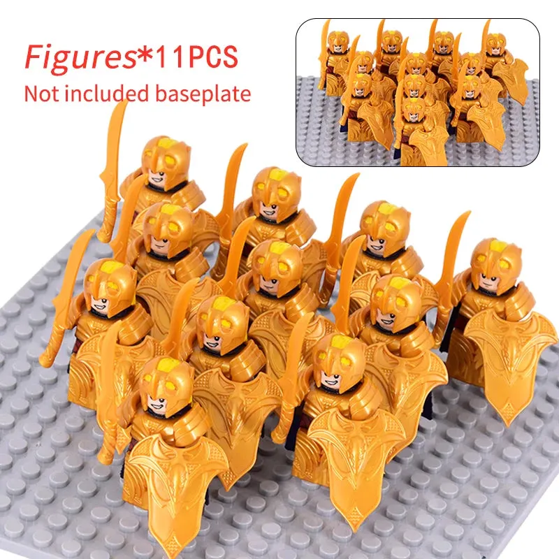 MOC Medieval Dwarf Warrior Elves Knights lotr Figures Building Blocks Accessories Armor Shield Weapon DIY Toys For Children gift