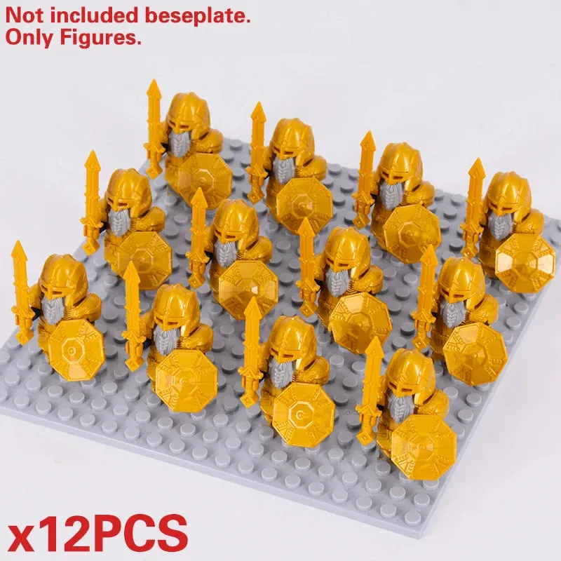 MOC Medieval Dwarf Warrior Elves Knights lotr Figures Building Blocks Accessories Armor Shield Weapon DIY Toys For Children gift