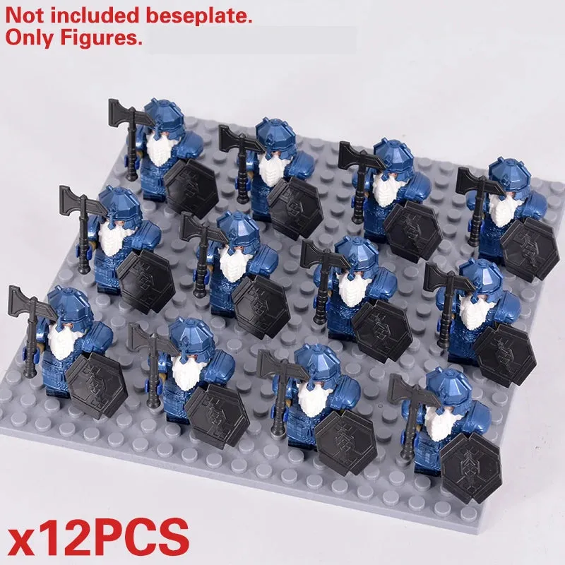 MOC Medieval Dwarf Warrior Elves Knights lotr Figures Building Blocks Accessories Armor Shield Weapon DIY Toys For Children gift