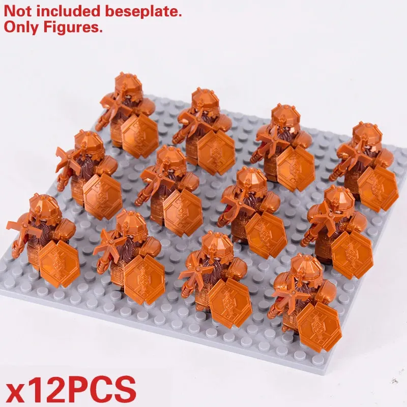 MOC Medieval Dwarf Warrior Elves Knights lotr Figures Building Blocks Accessories Armor Shield Weapon DIY Toys For Children gift