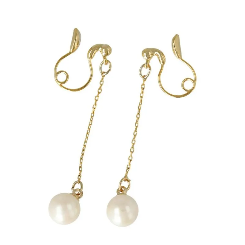 Pearl Drop Loop Fit Clip On Earrings