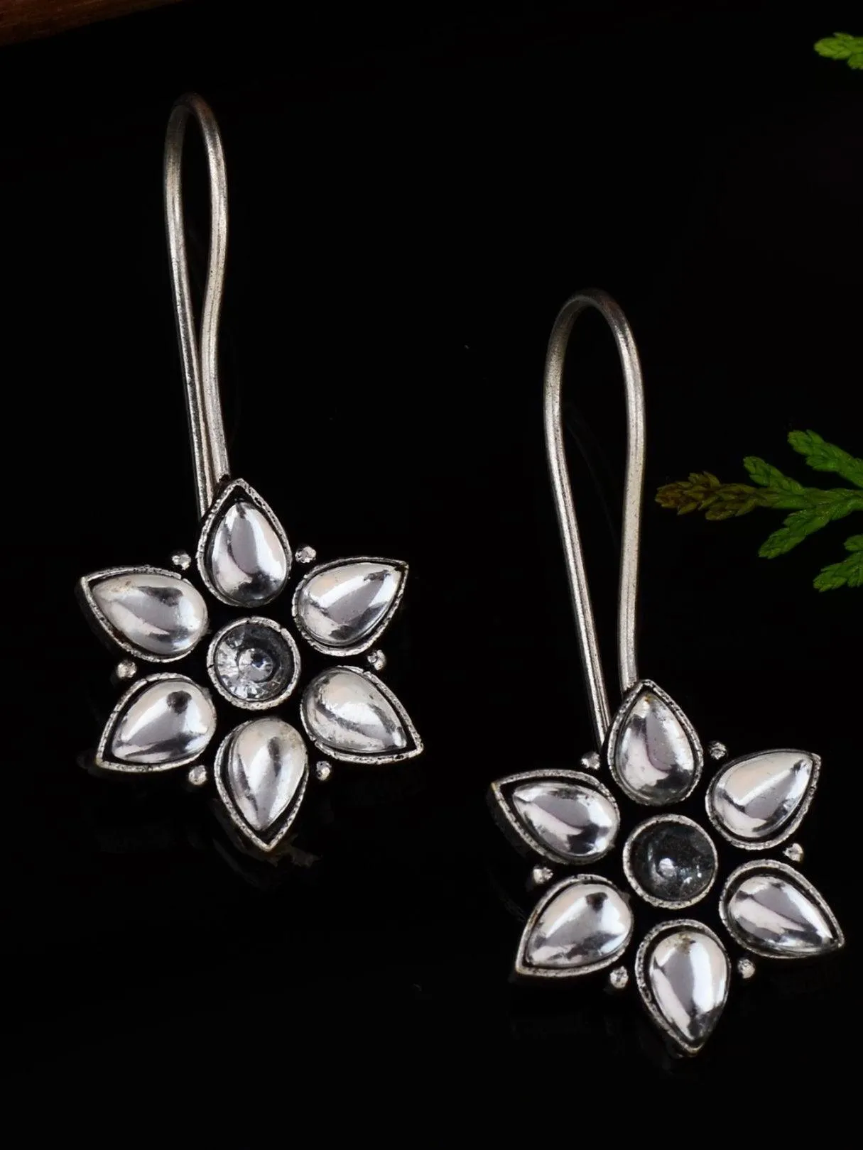 Premium Quality Oxidised Stone Hook Earrings for Casual Wear | Sarichka