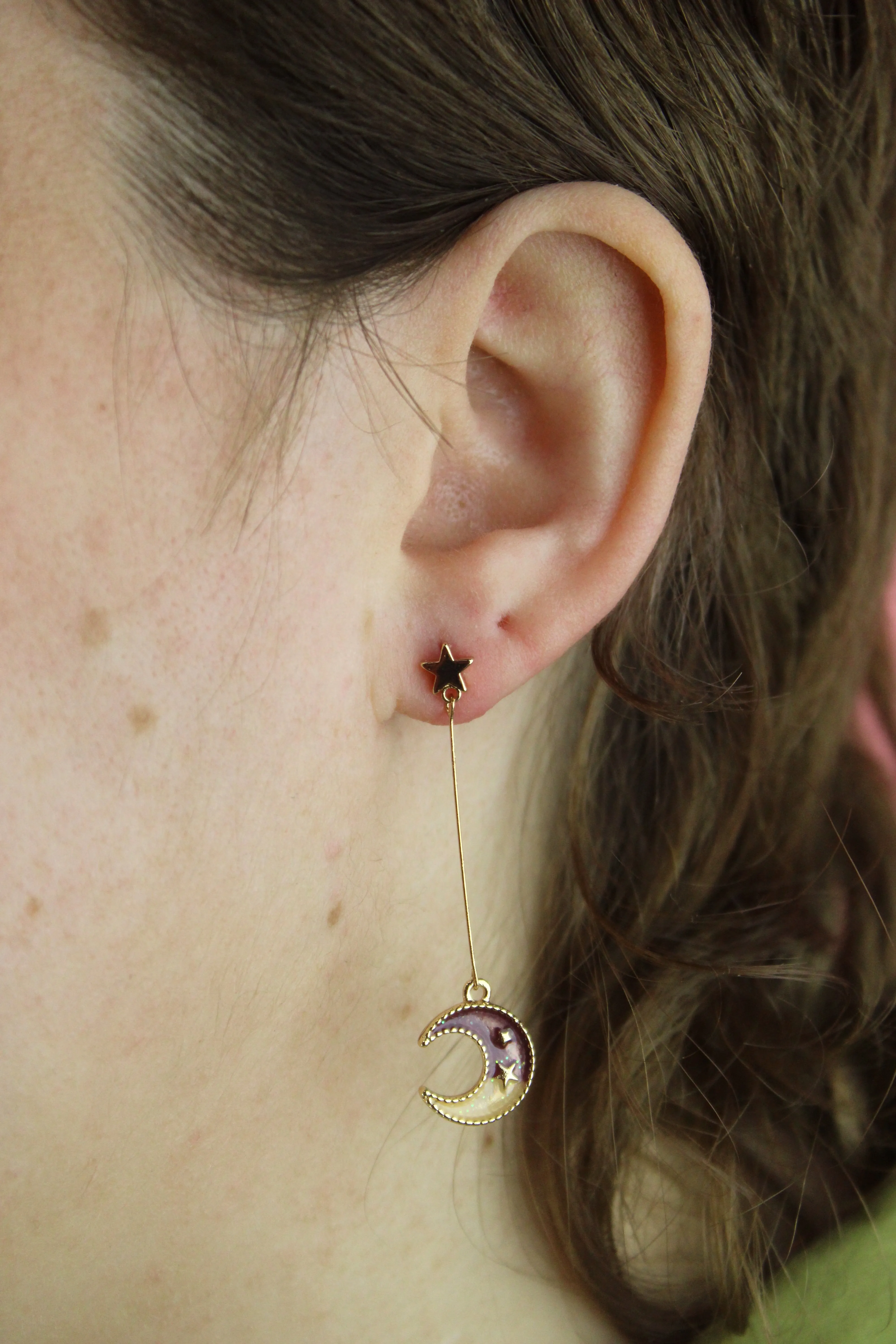 Purple Galaxy Drop Earrings
