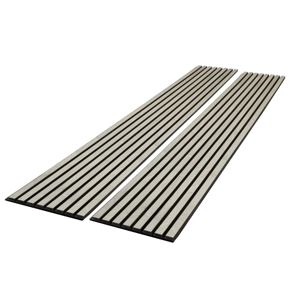 Silver Gray Oak Acoustic Panel, Varnished 1" Wide Slats - Harmony Series - Sold 2 Panels Per Carton