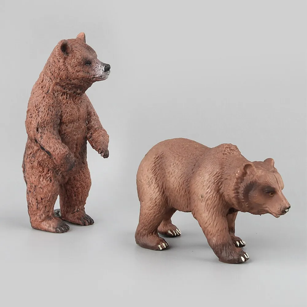Simulation of wild animal model bear toys children's educational teaching toys baby brown bear fun toy figure home decorations collection enthusiasts