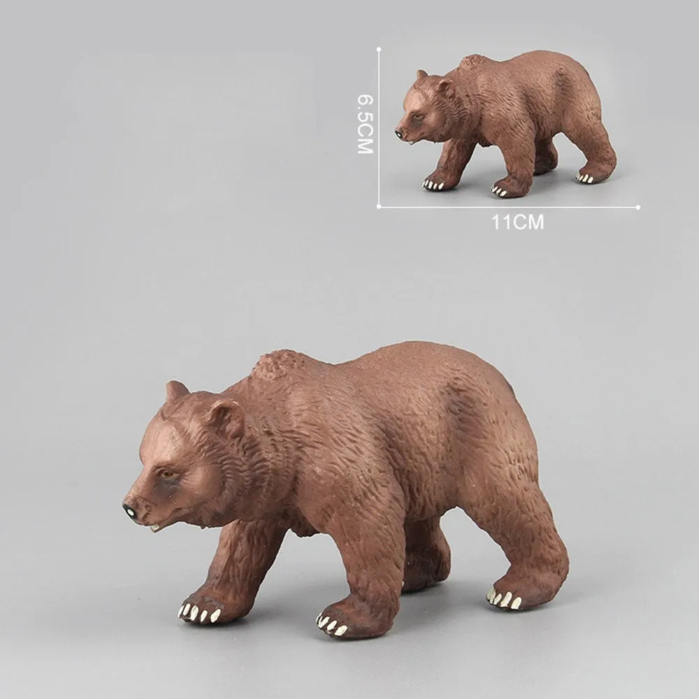 Simulation of wild animal model bear toys children's educational teaching toys baby brown bear fun toy figure home decorations collection enthusiasts