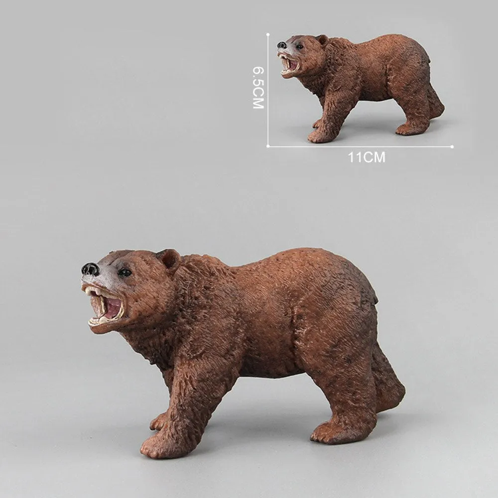 Simulation of wild animal model bear toys children's educational teaching toys baby brown bear fun toy figure home decorations collection enthusiasts