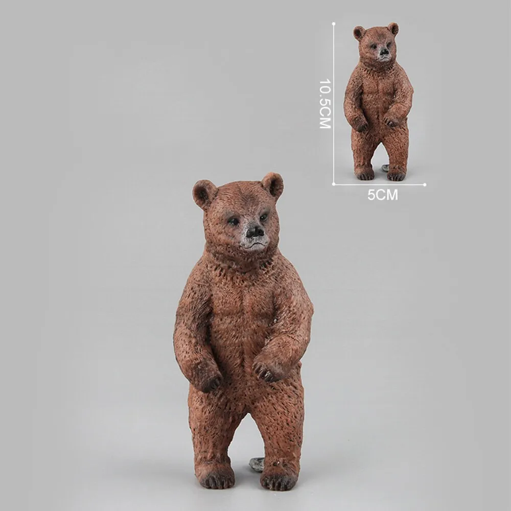 Simulation of wild animal model bear toys children's educational teaching toys baby brown bear fun toy figure home decorations collection enthusiasts