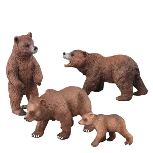 Simulation of wild animal model bear toys children's educational teaching toys baby brown bear fun toy figure home decorations collection enthusiasts