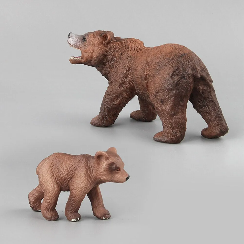 Simulation of wild animal model bear toys children's educational teaching toys baby brown bear fun toy figure home decorations collection enthusiasts
