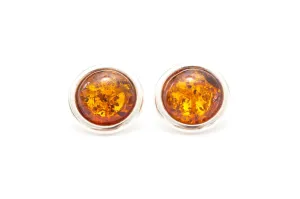Statement Round Amber Stud Earrings